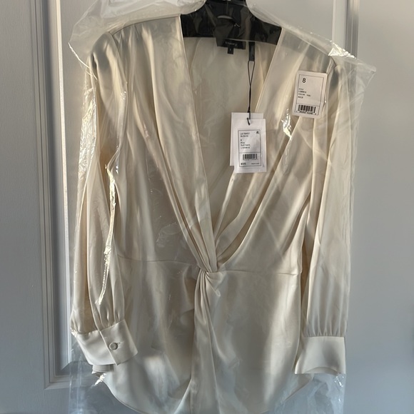 THEORY Twist Blouse in Satin NWT Size 8 - Picture 4 of 5